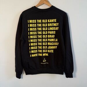 Eleven Paris Black “I Miss” Crewneck Sweater, Size S, 100% Cotton